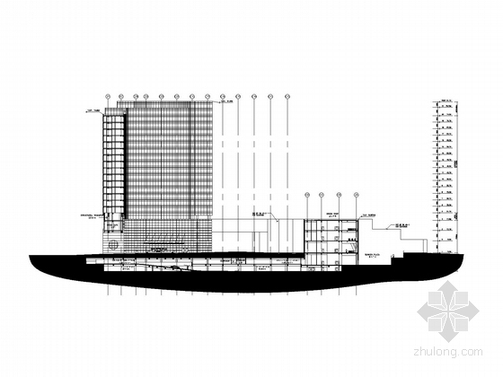 [江苏]21层星级酒店建筑施工图（480张 知名建筑设计）-酒店剖面图