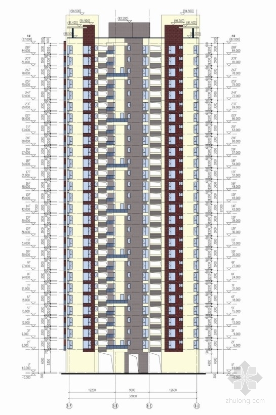 [广州]现代风格住宅区规划及单体方案文本-住宅区立面图