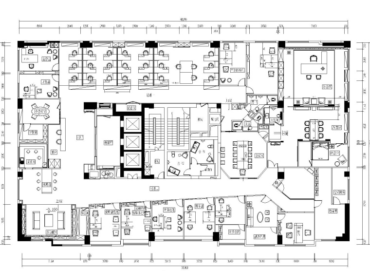 现代混搭风格凯隆地产办公室装修设计施工图+效果图-2家具布置图_看图王