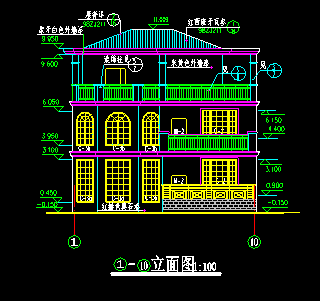 三层典型别墅建筑图