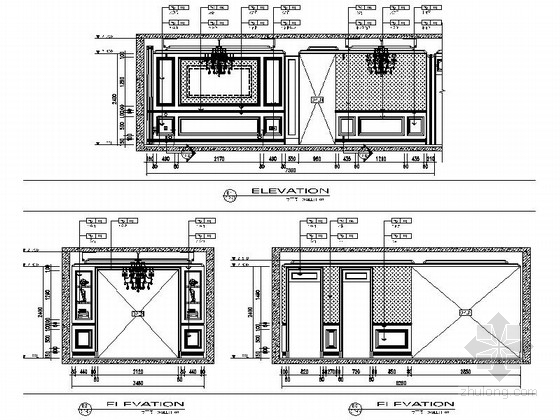 [江苏]115㎡法式新古典两室一厅装修CAD施工图（含效果图） 