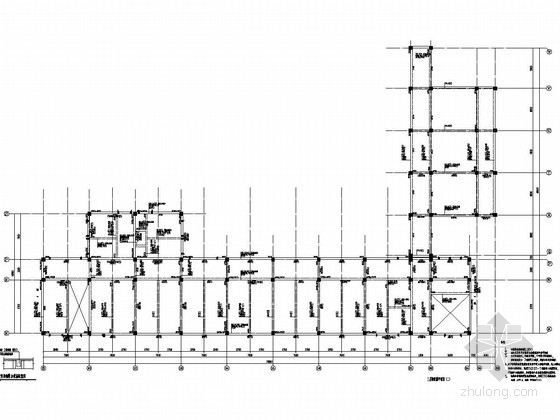 [江苏]五层框架结构职业学院教学楼结构图-三层梁配筋平面图 