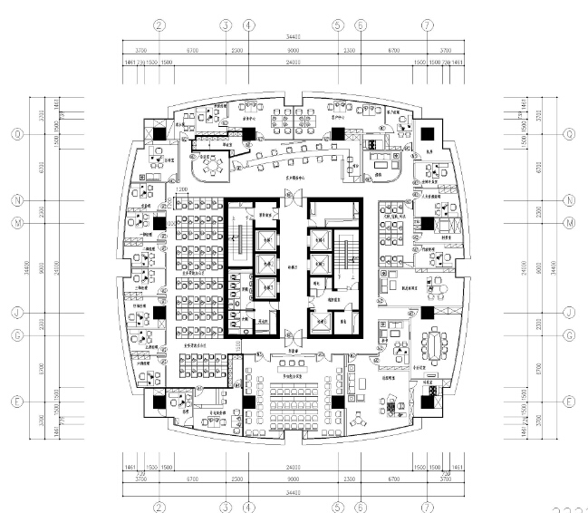 客服中心CAD图资料下载-[北京]某知名保险公司办公楼室内设计施工图
