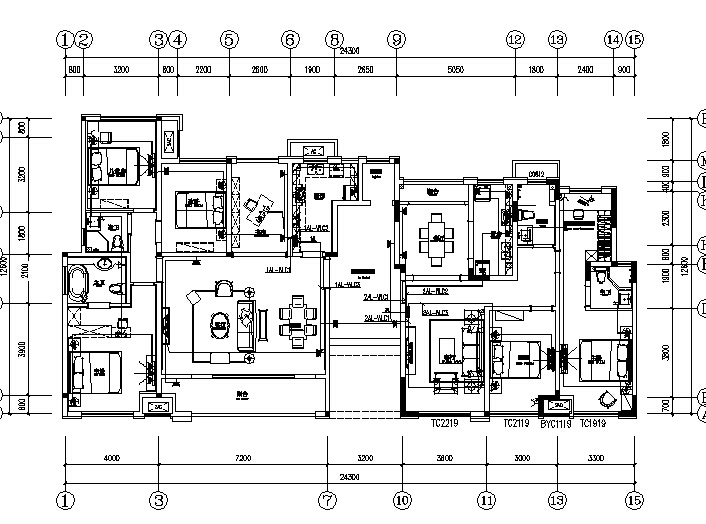 住宅建筑水电施工图资料下载-[重庆]洋房样板间装饰工程水电全套施工图