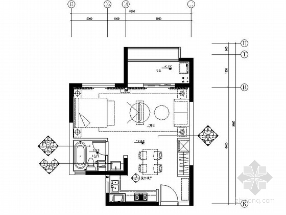 现代装修客厅吊顶资料下载-[上海]小型现代老年公寓室内装修施工图（含效果）