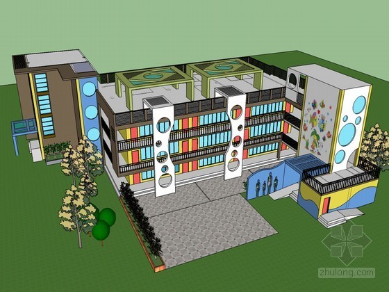 贵族幼儿园建筑方案资料下载-幼儿园建筑SketchUp模型下载