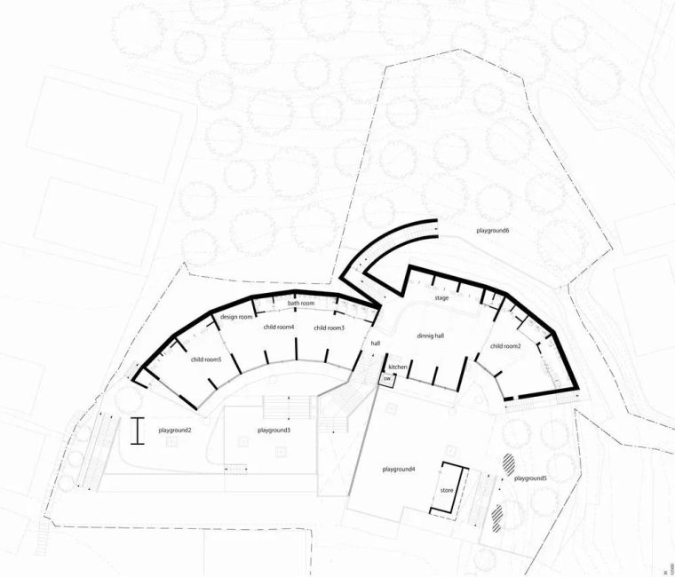 日本“斜坡地形”的幼儿园，创造了各种自然形状的空间。_21