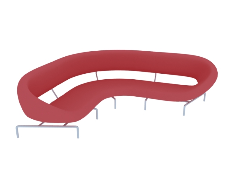 红色台灯3D模型资料下载-红色休闲沙发3D模型下载