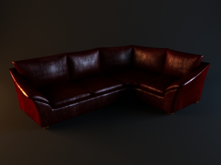 黄色现代皮沙发资料下载-现代舒适皮沙发3D模型下载