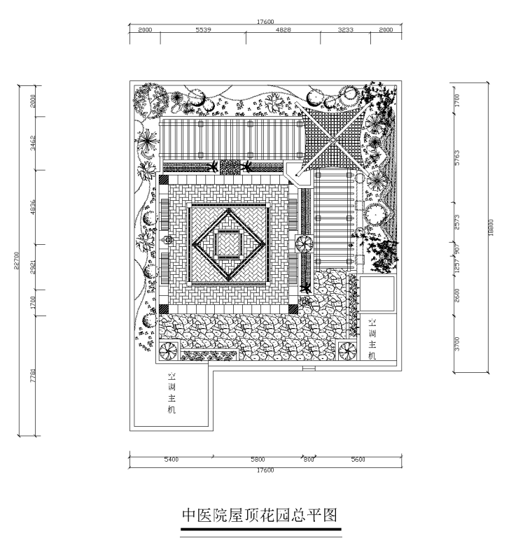 商住cad套图资料下载-21套屋顶花园CAD施工图（7）某中医院屋顶花园设计6例