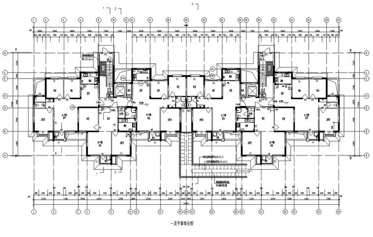 [宁夏]九层一梯三户塔式剪力墙住宅建筑施工图（含全专业图纸）-九层一梯三户塔式剪力墙结构住宅建筑平面图