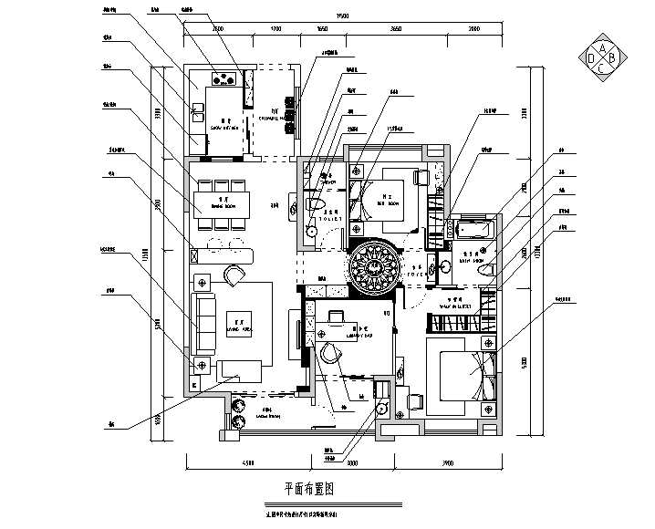 美式田园景观资料下载-美式田园风三居室住宅设计施工图（附效果图）