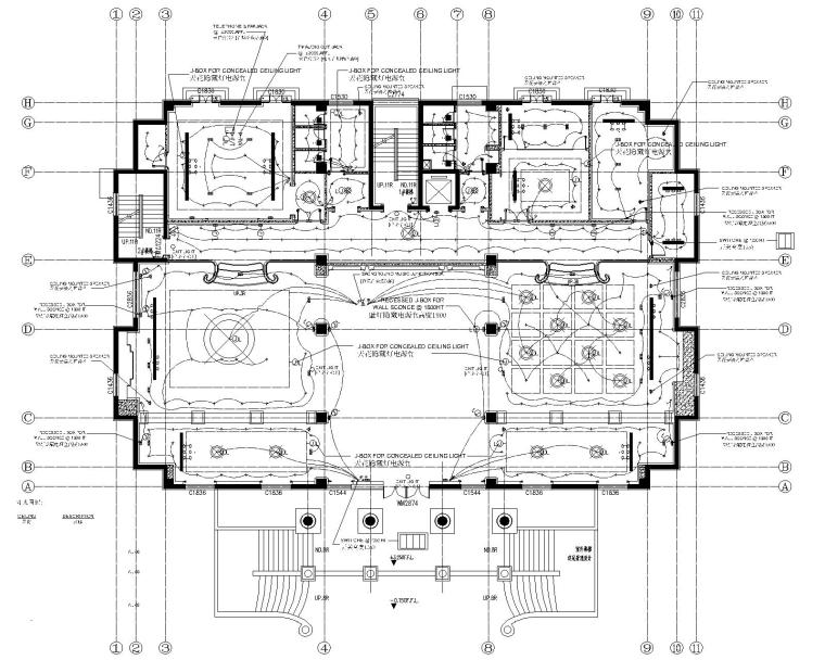 [辽宁]科林瑞城御园办公空间装修设计施工图+效果图-5机电平面图1