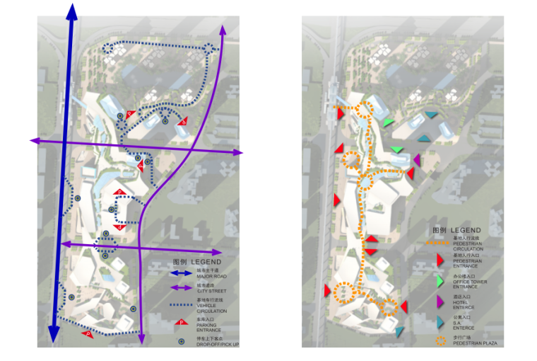 [重庆]知名地产万象城规划设计方案-流线分析图