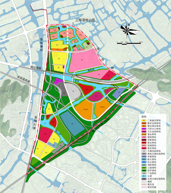 [浙江]国际生态医疗养生健康特色小镇景观设计方案-规划用地布局分析