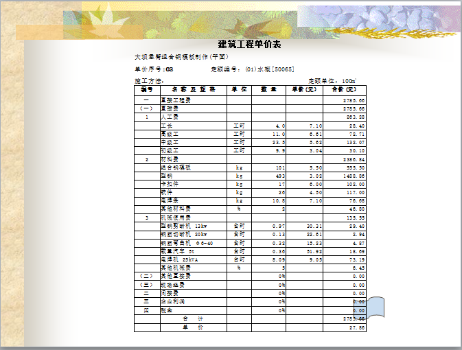 水利工程造价讲义-建筑工程单价表