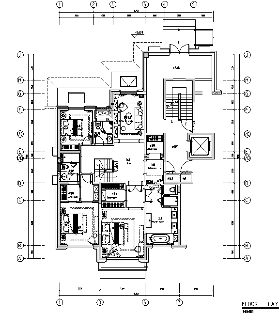 [辽宁]底跃户型样板房设计施工图（附效果图）-平面布置图
