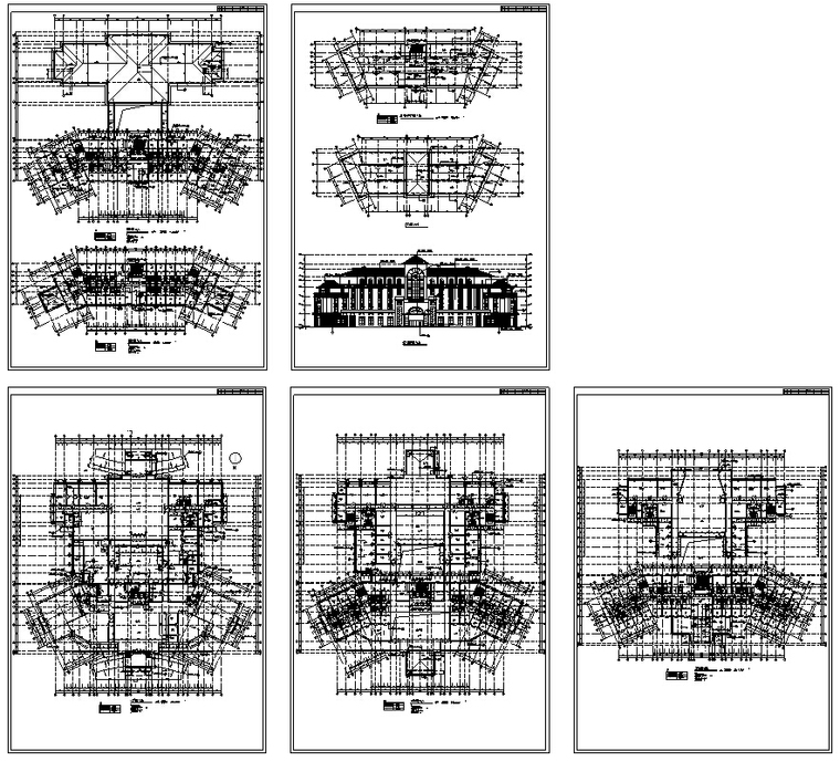 6套宾馆酒店建筑设计初设图CAD-欧式多层庄园酒店建筑设计初设图
