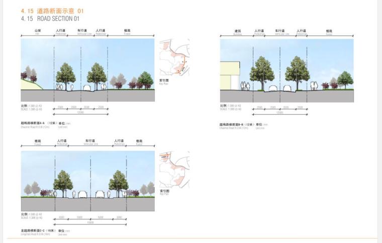 [浙江]某设计竞赛景观方案设计文本PDF（171页）-道路断面示意