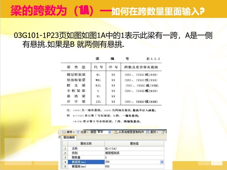 广联达钢筋抽样教学讲义-9、梁的跨数为（1A）