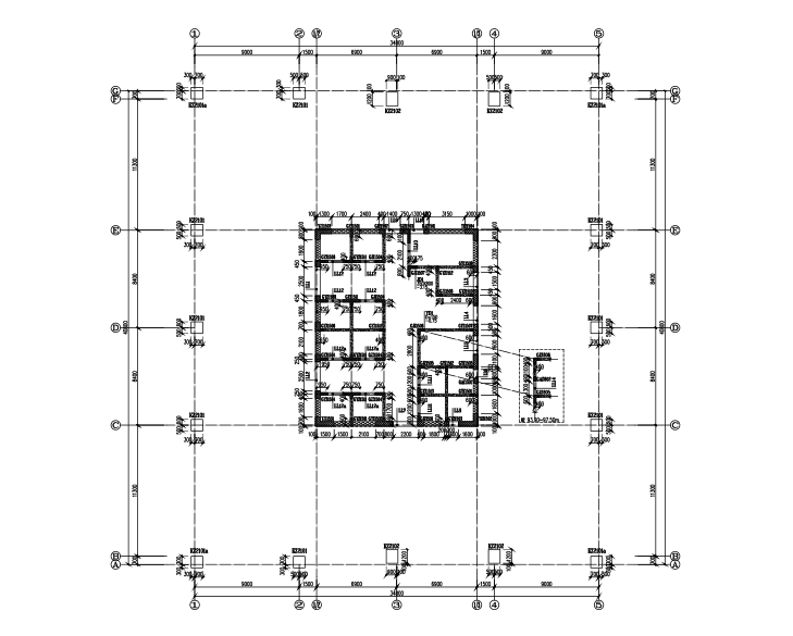17层办公楼核心筒资料下载-39层框架核心筒办公楼结构施工图（CAD、64张）