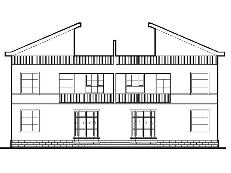 双栋别墅效果图资料下载-两户双联式，二层半新农村别墅建筑设计文本（包含效果图+CAD）