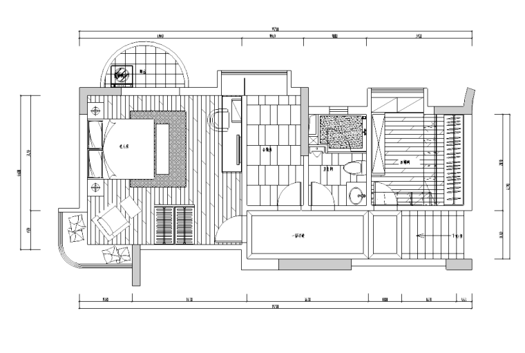 [陕西]西安怡宝花园别墅室内设计施工图及效果图-一层平面布置图