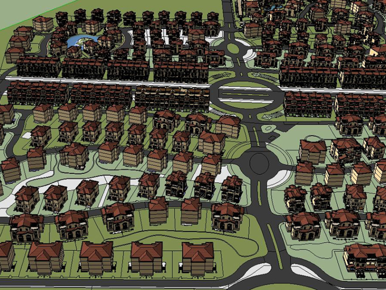 居住区规划六层模型资料下载-[云南]欧式居住区规划建筑SU模型下载