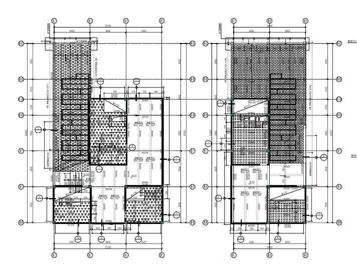 框架结构商业服务楼全套施工图(5大专业)-二层结构平面布置图及板配筋图