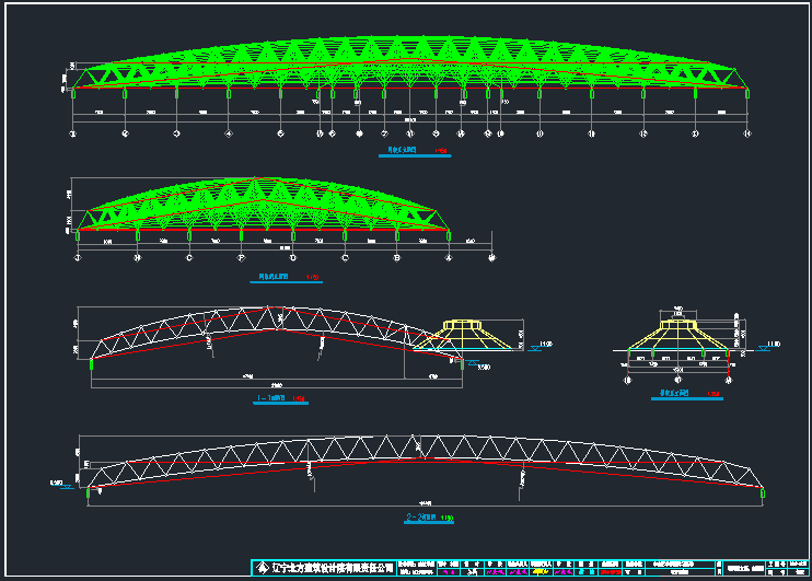跑马场CAD设计图资料下载-实习基地室内跑马场屋面网架全套设计图纸