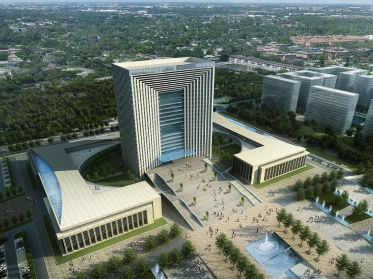 康复医院设计方案cad资料下载-[甘肃]兰州行政中心建筑设计方案文本（CAD+SU+文本）