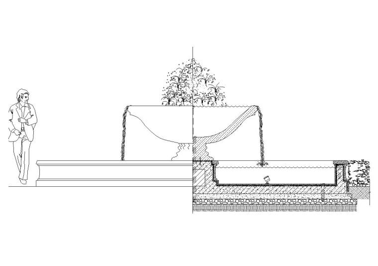 园林花钵详图资料下载-圆形花钵喷泉水景设计详图——泛亚景观 