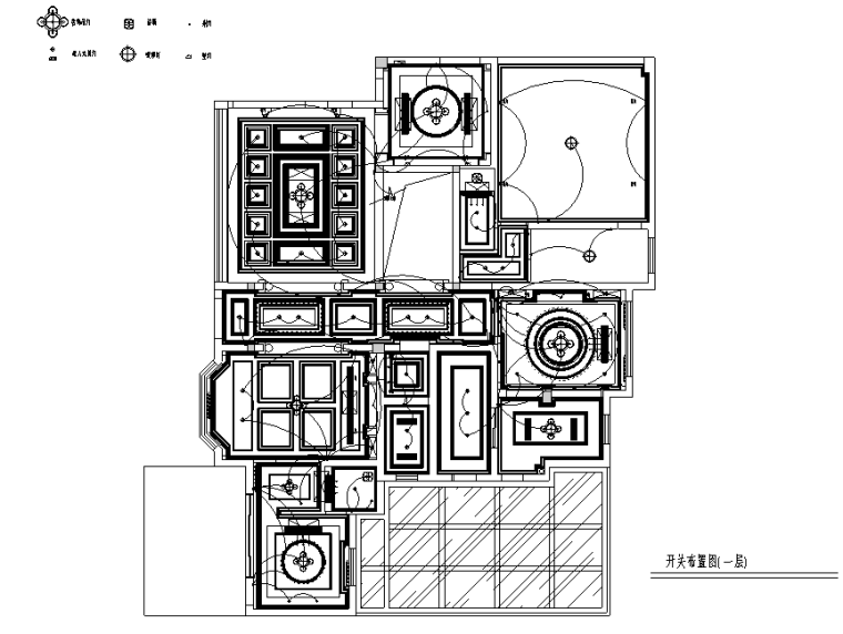 [江苏]浪漫法式风450平米独栋别墅设计施工图（附效果图）-开关布置图