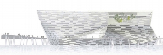 [英国]苏格兰邓迪市艺术设计中心中标方案英文文本（某国际知名日本建筑师）-苏格兰邓迪市艺术设计中心立面图