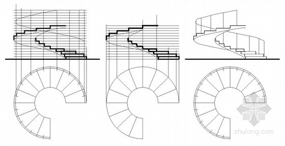 混凝土螺旋楼梯结构施工图资料下载-钢结构螺旋楼梯节点详图及画法