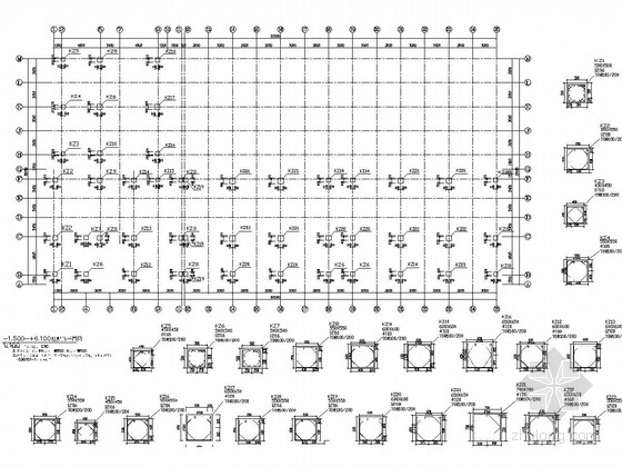 六层框架结构中学教学楼结构施工图-柱布置图 