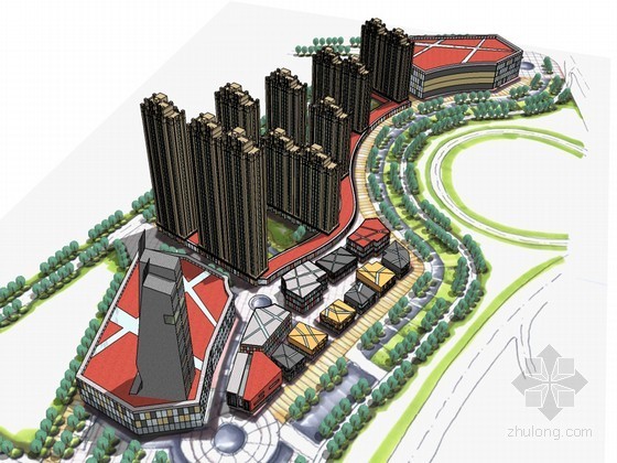 高层综合建筑施工图资料下载-高层综合建筑SketchUp模型下载