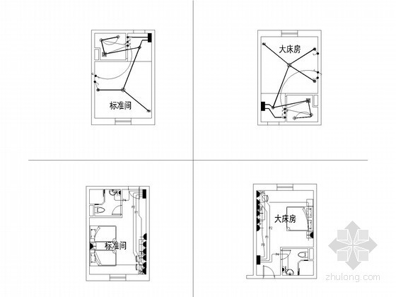 [青海]连锁酒店装饰电气施工图纸（含水暖 安装大样）-房间A、B型大样图 