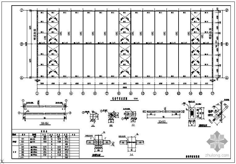 系杆连接节点图资料下载-某17Mx2跨轻钢屋盖施工节点构造详图
