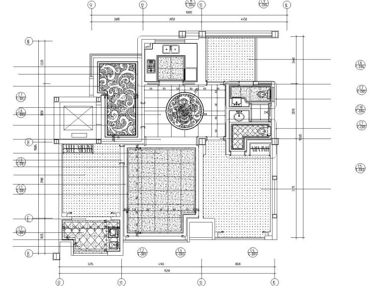 欧式香缇华府样板房B户型室内施工图设计（CAD+实景图）-材料立面图