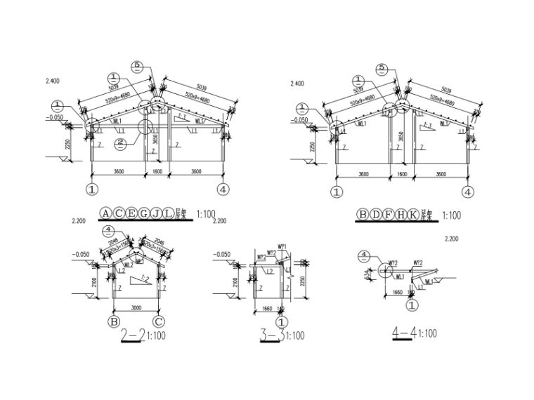 中式木亭的结构资料下载-木结构框架房屋设计图