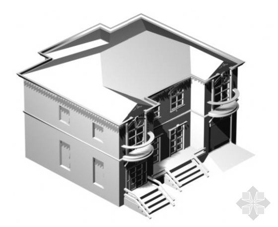 CAD两层半农村小洋房资料下载-两层单独楼模型
