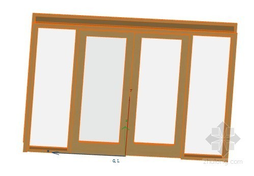 推拉门窗施工图资料下载-滑动门，带２侧窗 ArchiCAD模型