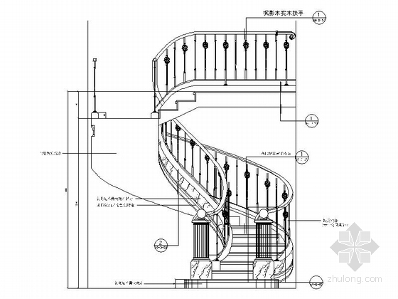 [浙江]环保商务酒店跃层样板房装修设计图（含实景）楼梯立面图