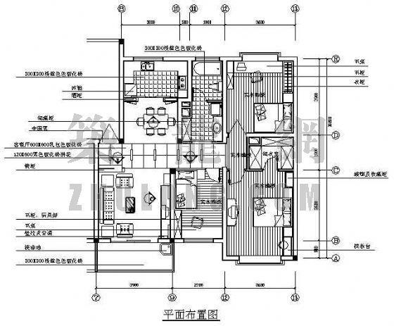 商品房室内设计平面图资料下载-105平方商品房装修图