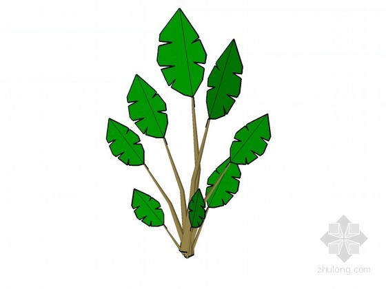 入口景墙sketchup资料下载-单支配景绿植SketchUp模型