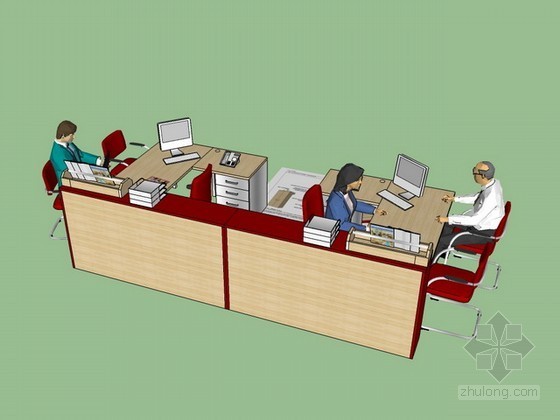 CAD办公桌模型资料下载-办公桌sketchup模型下载