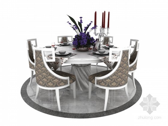 欧式餐椅3d模型资料下载-欧式餐桌椅