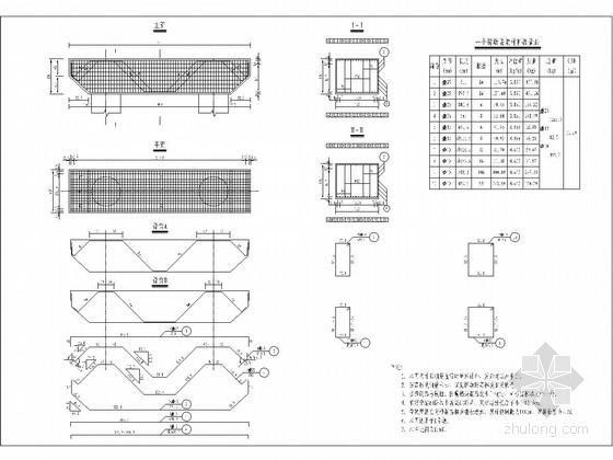 2×20m预应力混凝土简支空心板桥施工图38张（含接线道路）-桥墩盖梁钢筋构造图 
