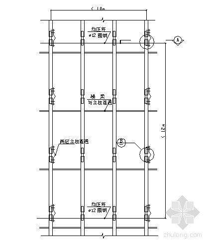 龙骨CAD图块资料下载-幕墙龙骨防雷网示意图